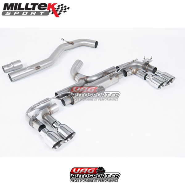 Ligne après cata Race 80mm - Avec valves - Sorties GT100 Chrome - VW Golf MK7 R 2.0 TSI 300cv - 80mm (2014-2016) - SSXVW713 - Milltek