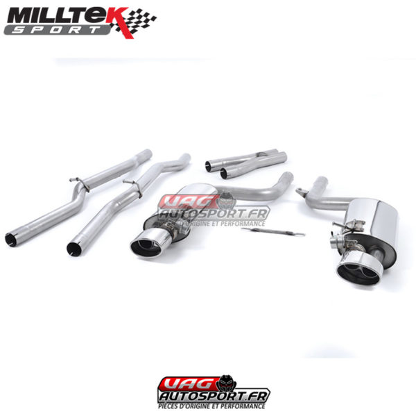 Demi-ligne (CatBack) - Sans silencieux intermédiaire - Avec Valves silencieux Arrière - Sorties Ovales - Audi RS4 B7 4.2 V8 Saloon Avant et Cabriolet - SSXAU116 - Milltek