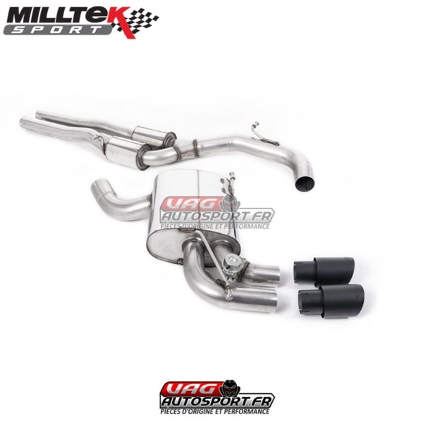 Demi-ligne (CatBack) - Avec silencieux intermédiaire et valves silencieux Ar - Homologué - Sorties GT90 Cerakote Black - Audi RS3 Sportback S-Tronic (8P) - SSXAU278 - Milltek
