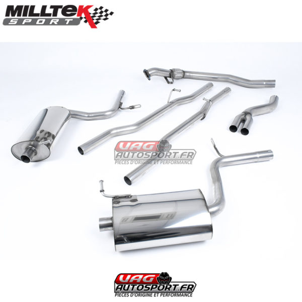Demi-ligne (CatBack) - Sans silencieux intermédiaire - Sorties Dual Jet 100 - Audi A4 1.8T B6 Quattro Saloon - Avant 163cv - SSXAU305 - Milltek