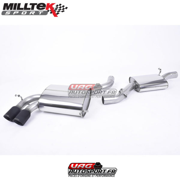 Demi-ligne (CatBack) Sorties Twin GT80 Cerakote Black - Audi S3 2.0 T Quattro 3 Portes 8P - (2006 - 2012) - SSXAU352 - Milltek