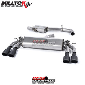 Demi-ligne (CatBack) Sorties Quad Ovales Cerakote Black - Audi S3 2.0 TFSI Quattro Sportback 8V/8V.2 - (Sans FAP) - SSXAU419 - Milltek