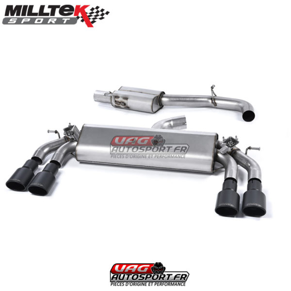 Demi-ligne (CatBack) Sorties Quad Ovales Cerakote Black - Audi S3 2.0 TFSI Quattro Sportback 8V/8V.2 - (Sans FAP) - SSXAU419 - Milltek