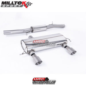 Ligne Race 76.20 mm après catalyseur origine - Avec silencieux intermédiaire - Sorties Dual GT100 Titane - Audi TT 180 / 225 Quattro Coupe et Roadster - SSXAU427 - Milltek