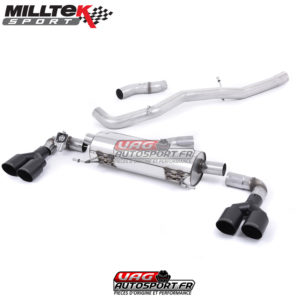 Demi-ligne (CatBack) - Sans silencieux intermédiaire - Sorties Quad GT80 Black Cerakote - Audi S1 2.0 TFSI Quattro - (2014 - 2018) - SSXAU494 - Milltek