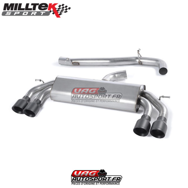 Demi-ligne (CatBack) - Sans silencieux intermédiaire - Sans Valve sur le silencieux Arrière - Sorties Quad GT100 Cerakote Black - Audi S3 2.0 TFSI Quattro 3 Portes 8V/8V.2- (Sans FAP) - SSXAU522 - Milltek