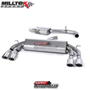 Demi-ligne (CatBack) - Avec silencieux intermédiaire - Sans Valve sur le silencieux Arrière - Sorties Quad Ovales - Audi S3 2.0 TFSI Quattro Sportback 8V/8V.2 - (Sans FAP) - SSXAU535 - Milltek