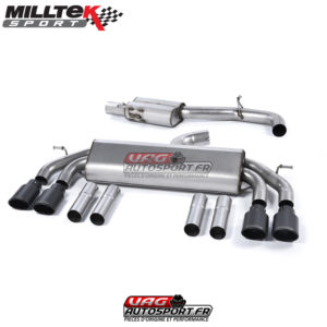 Demi-ligne (CatBack) - Avec silencieux intermédiaire - Sans Valve sur le silencieux Arrière - Sorties Quad Ovales Cerakote Black - Audi S3 2.0 TFSI Quattro Saloon / Cabrio 8V/8V.2 - (Sans FAP) - SSXAU544 - Milltek