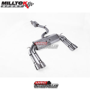 Demi-ligne (CatBack) - Avec silencieux intermédiaire - Sans Valve sur le silencieux Arrière - Sorties Quad Ovales - Audi S3 2.0 TFSI Quattro Saloon / Cabrio 8V/8V.2 - (Sans FAP) - SSXAU545 - Milltek