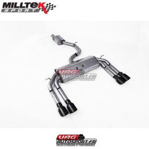 Demi-ligne (CatBack) - Avec silencieux intermédiaire - Sans Valve sur le silencieux Arrière - Sorties Quad Cerakote Black - Audi S3 2.0 TFSI Quattro Saloon / Cabrio 8V/8V.2 - (Sans FAP) - SSXAU546 - Milltek