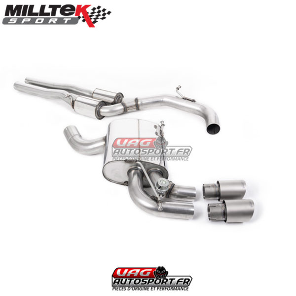 Demi-ligne (CatBack) - Avec silencieux intermédiaire et valves silencieux Ar - Homologué - Sorties GT90 Titane - Audi RS3 Sportback S-Tronic (8P) - SSXAU571 - Milltek