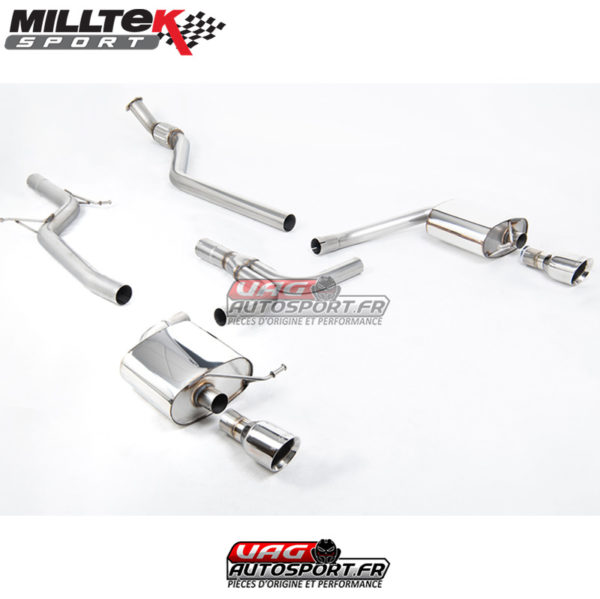 Demi-ligne (CatBack) Sorties Dual GT100 - Audi A4 2.0 TFSI S-Line B8 (2WD et Quattro - Boite Manuelle) Saloon et Avant - SSXAU626 - Milltek