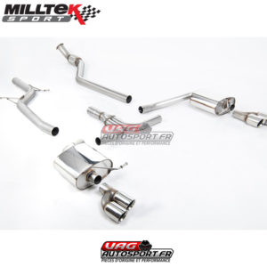 Demi-ligne (CatBack) - Sans silencieux intermédiaire - Nécessite spoiler S4 3.0T - Sorties Quad GT80 - Audi A4 2.0 TFSI S-Line B8 - SSXAU627 - Milltek