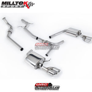 Demi-ligne (CatBack) - Sans silencieux intermédiaire - Nécessite spoiler S4 3.0T - Sorties Quad GT80 - Audi A4 2.0 TFSI S-Line B8 - SSXAU630 - Milltek