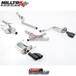 Demi-ligne (CatBack) - Avec silencieux intermédiaire - Nécessite spoiler S4 3.0T - Homologué - Sorties Quad GT80 Black - Audi A4 2.0 TFSI S-Line B8 - SSXAU661 - Milltek
