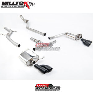 Demi-ligne (CatBack) - Sans silencieux intermédiaire - Nécessite spoiler S4 3.0T - Sorties Quad GT80 Black - Audi A4 2.0 TFSI S-Line B8 - SSXAU666 - Milltek