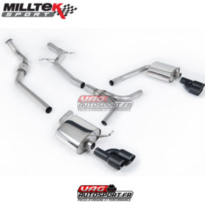 Demi-ligne (CatBack) - Sans silencieux intermédiaire - Nécessite spoiler S4 3.0T - Sorties Quad GT80 Black - Audi A4 2.0 TFSI S-Line B8 - SSXAU667 - Milltek