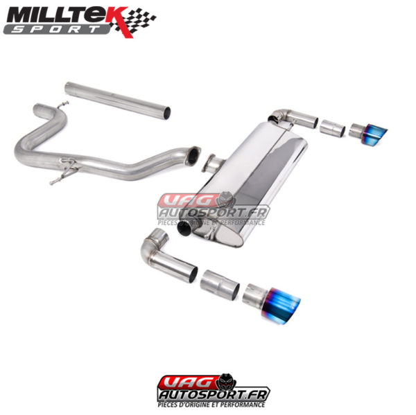 Demi-ligne (CatBack) - Sans silencieux intermédiaire - Sorties Dual GT100 Titane Burnt - Seat Leon Cupra R 310cv - (2018+) - SSXSE243 - Milltek