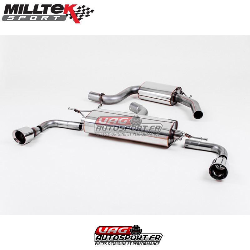 Demi-ligne (CatBack) – Avec silencieux intermédiaire – Sorties Dual GT100 – VW Golf Mk6 GTi 2.0 TSI 210cv (EA888.2) – SSXVW114 – Milltek