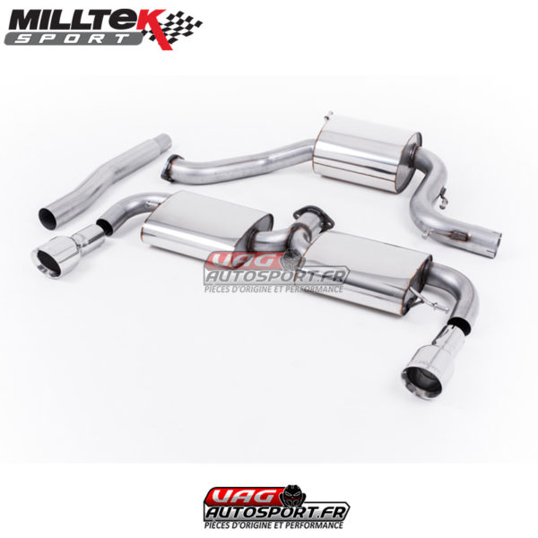 Ligne après catalyseur - Homologuée CE - Avec silencieux central - Avec silencieux arrières - Sorties GT100 Chrome - VW Scirocco R - (2009 - 2016) - SSXVW159 - Milltek