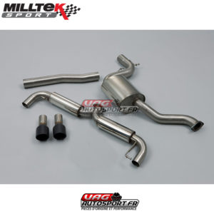 Demi-ligne (CatBack) - Avec silencieux intermédiaire - Ligne Race 76 mm - Sorties Dual GT100 Black - VW Golf Mk6 GTi 2.0 TSI 210cv (EA888.2) - SSXVW185 - Milltek