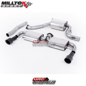 Ligne après catalyseur - Homologuée CE - Avec silencieux central - Avec silencieux arrières - Sorties GT100 Noir Cerakote - VW Scirocco R - (2009 - 2016) - SSXVW190 - Milltek