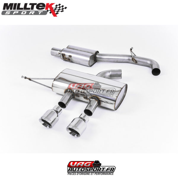 Demi-ligne (CatBack) - Avec silencieux intermédiaire - Ligne Race 76 mm - Sorties Dual GT100 - VW Golf Mk6 R 2.0TSI EA113 270cv - SSXVW221 - Milltek