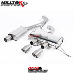 Demi-ligne (CatBack) - Avec silencieux intermédiaire - Ligne Race 76 mm - Sorties Dual GT100 Titane - VW Golf Mk6 R 2.0TSI EA113 270cv - SSXVW222 - Milltek