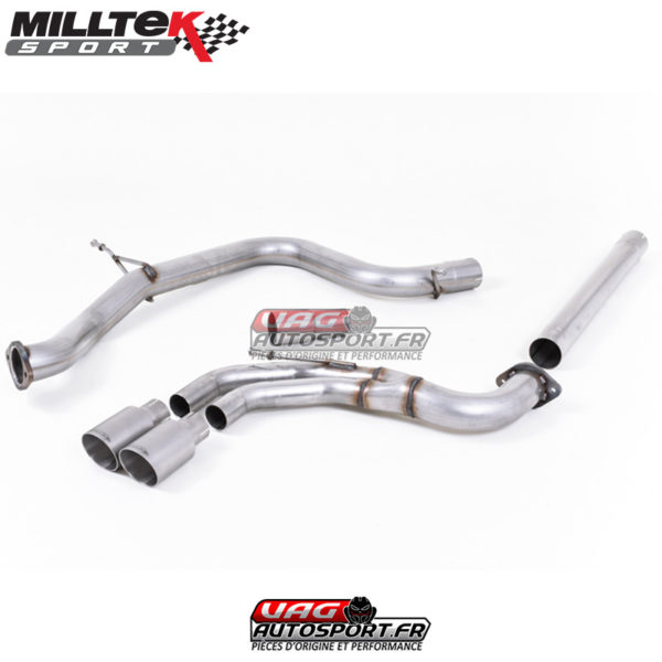 Demi-ligne (CatBack) - Sans silencieux intermédiaire - Sorties Twin GT80 Titane - VW Golf MK7 GTD 2.0 TDI 185cv - (2013+) - SSXVW340 - Milltek