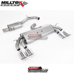 Demi-ligne (CatBack) - Avec silencieux intermédiaire - Sans Valve sur le silencieux Arrière - Sorties Ovales - VW Golf MK7.5 R 2.0 TSI 310cv - (Sans FAP) - (2017+) - SSXVW451 - Milltek