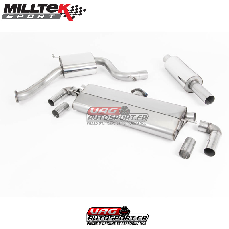 Demi-ligne (Cat-Back) Sorties Dual GT100 Titane Burnt – VW Golf MK7.5 GTi (Modeles Performance Pack) – (Sans FAP) – SSXVW500 – Milltek