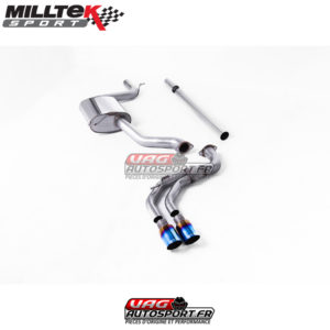 Demi-ligne (CatBack) / FAP - Sans silencieux primaire - Avec silencieux intermèdiaire - Sans silencieux arrière - Look GTD - Nécessite valance Golf MK7.5 GTD - Sorties Dual GT80 Titane Burnt - VW Golf Mk7.5 1.5 TSI Evo GT & R-Line - SSXVW521 - Milltek