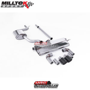 Demi-ligne (CatBack) / FAP - Sans silencieux primaire - Avec silencieux intermèdiaire - Avec silencieux arrière - Look GTI - Nécessite valance Golf MK7.5 GTI - Homologué - Sorties Dual Jet-100 Carbone - VW Golf Mk7.5 1.5 TSI Evo GT & R-Line - SSXVW523 - Milltek