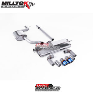 Demi-ligne (CatBack) / FAP - Sans silencieux primaire - Avec silencieux intermèdiaire - Avec silencieux arrière - Look GTI - Nécessite valance Golf MK7.5 GTI - Homologué - Sorties Dual GT100 Titane Burnt - VW Golf Mk7.5 1.5 TSI Evo GT & R-Line - SSXVW524 - Milltek