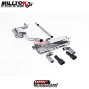 Demi-ligne (CatBack) / FAP - Sans silencieux primaire - Avec silencieux intermèdiaire - Avec silencieux arrière - Look GTI - Nécessite valance Golf MK7.5 GTI - Homologué - Sorties Dual GT100 Cerakote Black - VW Golf Mk7.5 1.5 TSI Evo GT & R-Line - SSXVW526 - Milltek