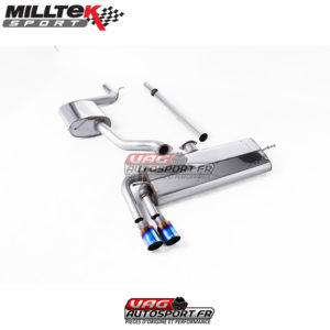 Demi-ligne (CatBack) / FAP - Sans silencieux primaire - Avec silencieux intermèdiaire - Avec silencieux arrière - Look GTD - Nécessite valance Golf MK7.5 GTD - Homologué - Sorties Dual GT80 Titane Burnt - VW Golf Mk7.5 1.5 TSI Evo GT & R-Line - SSXVW533 - Milltek