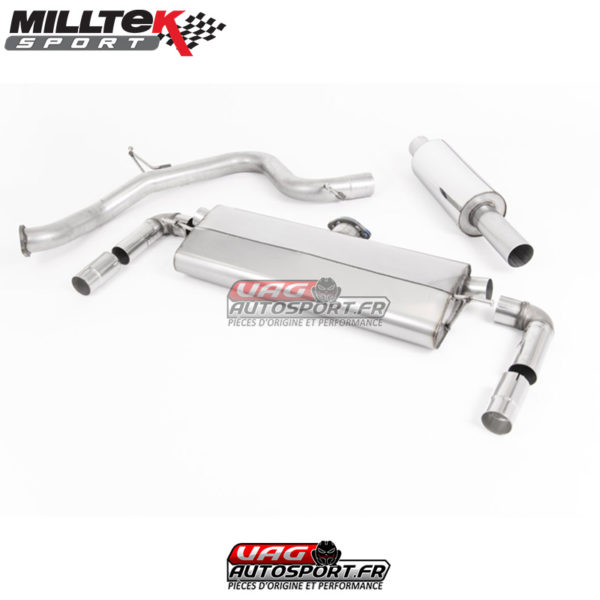 Ligne après FAP - Avec silencieux intermédiaire - Homologuée CE - Sorties Dual GT100 - VW Golf MK7.5 GTi (TCR et Performance Pack Models) (FAP) (2019+) - SSXVW534 - Milltek