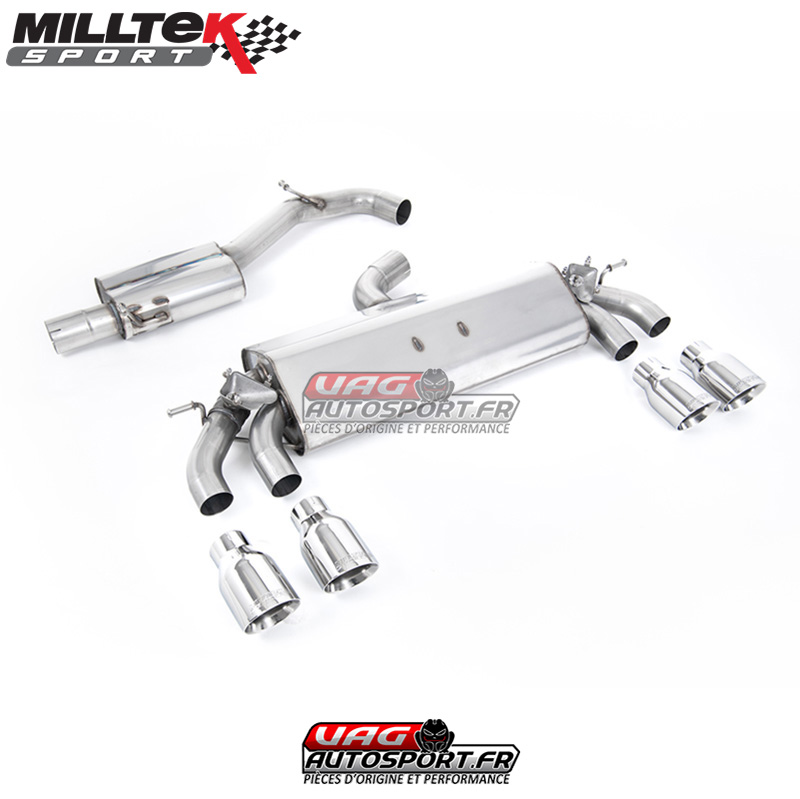 Demi-ligne (CatBack) – Avec silencieux intermédiaire – Homologué VW Golf MK7.5 R 2.0 TSI 310cv – (Sans FAP) – (2017+) – SSXVW577 – Milltek