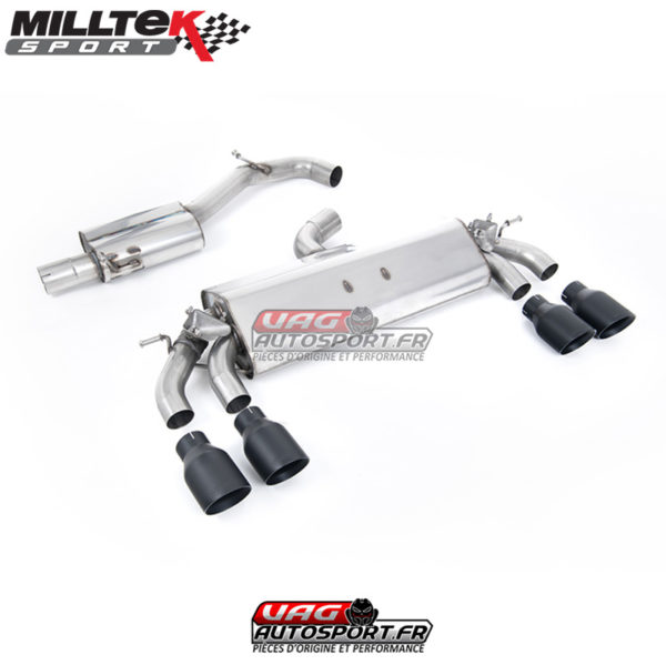 Demi-ligne (CatBack) Sorties Quad GT100 Cerakote Black - VW Golf MK7.5 R 2.0 TSI 310cv - (Sans FAP) - (2017+) - SSXVW578 - Milltek