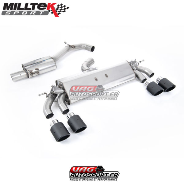 Demi-ligne (CatBack) Sorties Quad Jet-100 Carbone - VW Golf MK7.5 R 2.0 TSI 310cv - (Sans FAP) - (2017+) - SSXVW581 - Milltek
