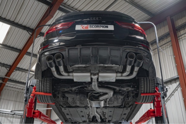 Demi-ligne / cat-back apres FAP avec silencieux sans valves - Audi S3 8V Facelift avec FAP (2019 2020) - SAU097CF - Scorpion – Image 5