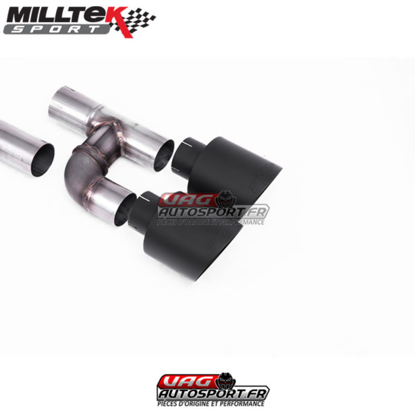 Ligne après FAP Road+ - Homologation en cours - Avec silencieux arrière - Montage obligatoire avec SSXVW691 - Sorties GT115 Noir Cerakote - VW Golf MK8 GTI 245cv - Look Golf R 4 sorties - (Avec FAP) - (2020+) - SSXVW700 - Milltek – Image 4