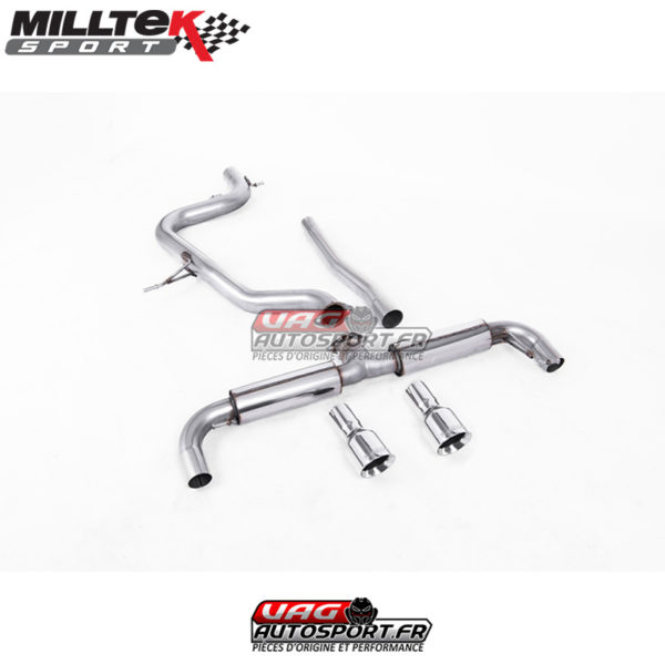 Ligne après filtre à particules - Sans silencieux intermédiaire - Ligne Race 76 mm - Look MK6 GTI - Necessite Valance GTI - Sorties GT100 - VW Golf Mk6 GT 2.0 TDI 170cv - (2009 - 2014) - SSXVW182 - Milltek
