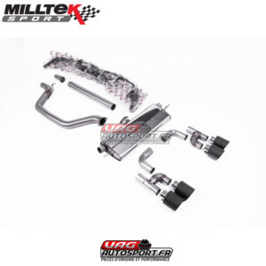 Ligne après FAP Road+ - Homologation en cours - Avec silencieux arrière - Montage obligatoire avec SSXVW691 - Sorties Jet115 Carbones - VW Golf MK8 GTI 245cv - Look Golf R 4 sorties - (Avec FAP) - (2020+) - SSXVW697 - Milltek