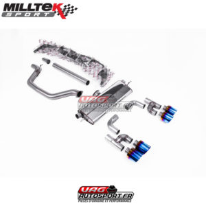 Ligne après FAP Road+ - Homologation en cours - Avec silencieux arrière - Montage obligatoire avec SSXVW691 - Sorties GT115 Titanium Burnt - VW Golf MK8 GTI 245cv - Look Golf R 4 sorties - (Avec FAP) - (2020+) - SSXVW698 - Milltek