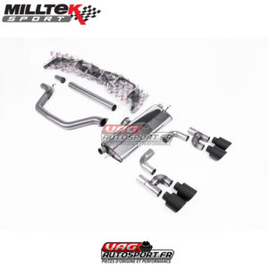 Ligne après FAP Road+ - Homologation en cours - Avec silencieux arrière - Montage obligatoire avec SSXVW691 - Sorties GT115 Noir Cerakote - VW Golf MK8 GTI 245cv - Look Golf R 4 sorties - (Avec FAP) - (2020+) - SSXVW700 - Milltek