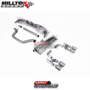 Ligne après FAP Road+ - Homologation en cours - Avec silencieux arrière - Montage obligatoire avec SSXVW691 - Sorties GT115 Chrome - VW Golf MK8 GTI 245cv - Look Golf R 4 sorties - (Avec FAP) - (2020+) - SSXVW701 - Milltek
