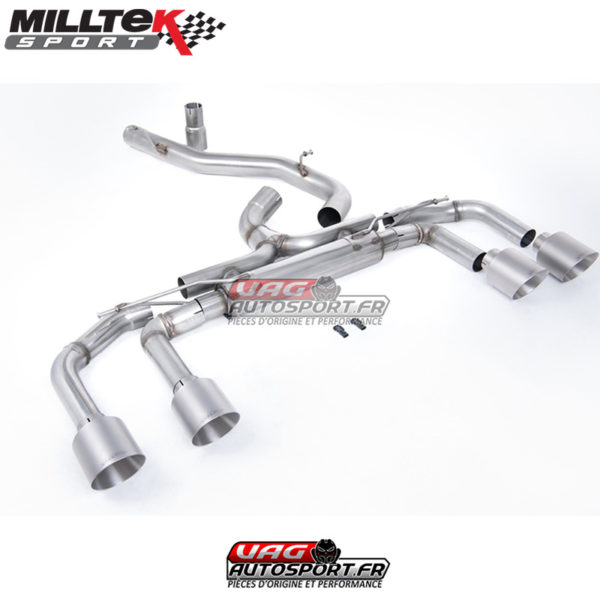 Ligne après FAP - Sans silencieux central - Silencieux arrière Race - Sans valves sur silencieux arrière - Sorties GT115 Titanium - VW Golf Mk8 R 2.0 TSI 320PS - (Avec FAP) - (2020+) - SSXVW704 - Milltek