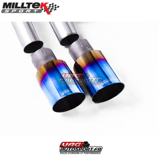 Demi-ligne (CatBack) / FAP - Sans silencieux primaire - Avec silencieux intermèdiaire - Sans silencieux arrière - Look GTD - Nécessite valance Golf MK7.5 GTD - Sorties Dual GT80 Titane Burnt - VW Golf Mk7.5 1.5 TSI Evo GT & R-Line - SSXVW521 - Milltek – Image 2