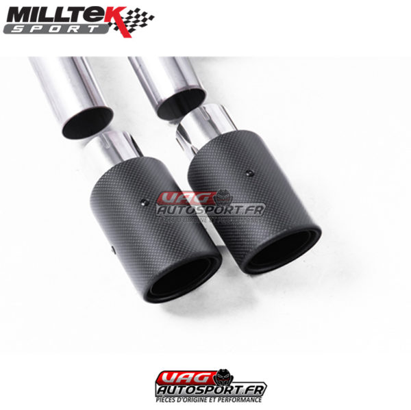 Demi-ligne (CatBack) / FAP - Sans silencieux primaire - Avec silencieux intermèdiaire - Sans silencieux arrière - Look GTD - Nécessite valance Golf MK7.5 GTD - Sorties Dual Jet-90 Carbone - VW Golf Mk7.5 1.5 TSI Evo GT & R-Line - SSXVW522 - Milltek – Image 2